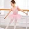 Zaclotre Kid Girls Ruffle Sleeve Ballet Skirted Leotard Shiny Dance Tutu Dresses - Image 4