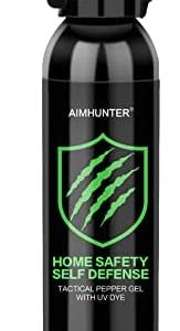 AIMHUNTER Home Self Defense Unit, Tactical Pepper Gel with Ultraviolet Dye, Maximum Strength 35-Foot Range 35 Bursts, Quick Release for Easy Access Pepper Spray Self Defense