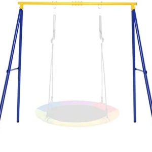 Costzon 550lbs Metal Swing Stand Full Steel Swing Frame, Heavy Duty Extra Large A-Frame Swing Sets for Backyard All Weather w/Ground Stakes, Great for Indoor Outdoor Garden Playground (Swing Frame)