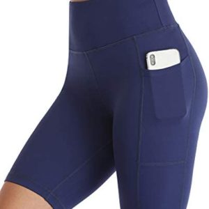 Amazon Essentials Women's Yoga Workout High Waist Shorts Side Pockets,Running Biker Gym Print Short