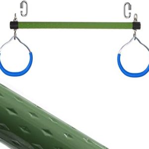 Dakzhou Trapeze Swing Bar Rings Gym Heavy Duty Swing Non-Slip with Lock Hook Accessories Backyard Playground Game Room Monkey Bar 300LB