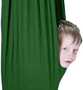 Portable Indoor Therapy Swing for Kids with Special Needs Elastic Parcel Steady Great for Sensory Integration Aerial Elastic Yoga Hammock Outdoor Exercise (Color : Dark Green, Size : 100x280cm)