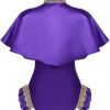 TiaoBug Women's Circus Trapeze Artist Cosplay Costume Stage Performance Cape Top with Leotard - Image 6