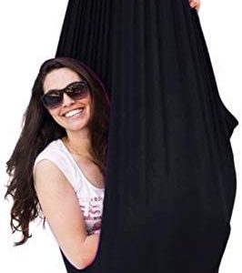 AGGJ Premium Aerial Silks Equipment Indoor Therapy Swing for Kids and Teens More Special Needs Adjustable Aerial Yoga with Autism ADHD and Aspergers (Color : Black, Size : 100x280cm)