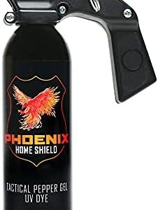 qseel Phoenix Home Shield – Home Defense Unit - Pepper Gel with UV Dye - Full Grip, Pull Pin, Gel is Safe & amp Maximum Strength, Maximum Distance + Maximum Bursts = Maximum Safety, 25 Foot Range