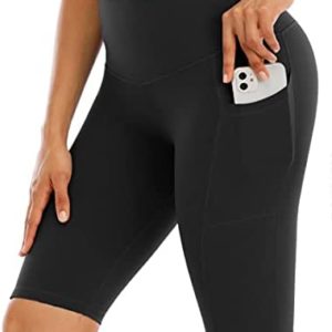 CHRLEISURE Biker Shorts with Pockets for Women High Waist, Tummy Control Workout Spandex Shorts