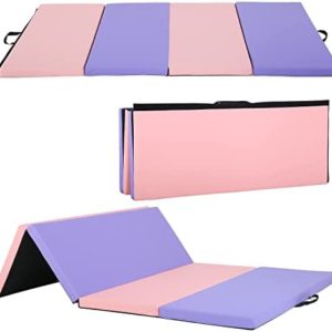 Folding Gymnastics Mat 6'X4'X2" Thick Tumbling Mats for Home Gym, Non-Slip Portable Panel Exercise Mats with Carrying Handles for Kids Adults