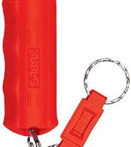 SABRE RED Pepper Spray Keychain with Quick Release for Easy Access – Max Police Strength OC Spray, Finger Grip for Accurate Aim, 10-Foot (3M) Range, 25 Bursts (5x Other Brands) – Practice Spray Option
