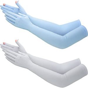 2 Pairs UV Long Sun Gloves Women's Sunblock Driving Gloves Non Slip Full Finger Arm Sun Protective for Outdoor Sports