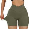 MOOSLOVER Women V Cross Waist Workout Shorts Butt Lifting High Waisted Biker Shorts - Image 4