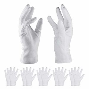 White Cotton Gloves, McoMce 6 Pairs Moisturizing Cosmetic Night Cotton Gloves for Eczema, Moisturizing Gloves for Dry Hands, Cotton Gloves for Hand Spa, White Gloves for Coin Jewelry Inspection (XL)