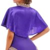 TiaoBug Women's Circus Trapeze Artist Cosplay Costume Stage Performance Cape Top with Leotard - Image 2