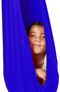 AGGJ Premium Aerial Silks Equipment Indoor Sensory Swing Hammock Indoor Therapy for Kids Special Needs Autism ADHD Aspergers Great Integration (Color : Blue, Size : 150x280cm)