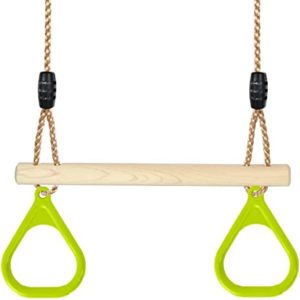 Gardtech Ninja Trapeze Swing Bar, Backyard Playground Obstacle Course Set Attachments for Warrior Slack Line Jungle Gym Play Swing Set (Swing Bar Ring Set-Green)