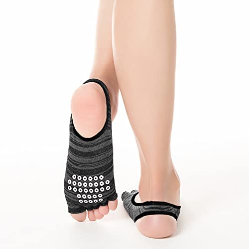 Lujuny Nonslip Yoga Grip Toeless Socks Heelless Socks – Cotton Pilate Barre Ballet Dance Athletic Hospital Stockings 2 Pairs - Image 2