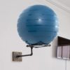 MyGift Wall Mounted Stability Ball Rack, Yoga and Exercise Ball Holder Stand with Industrial Metal Pipe and Burnt Wood - Image 3
