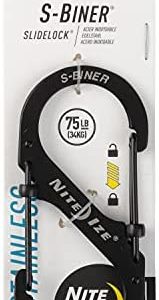 Nite Ize LSB4-11-R3 S-Biner Slide Lock Carabiner, Black, #4