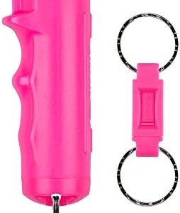 SABRE Flip Top Pepper Gel Keychain w/ Quick Release for Easy Access – Gel is Safer – Maximum Police Strength Pepper Spray in Gel Stream, Easier to Use w/ Finger Grip for Accurate Aim, 12’ (4m) Range
