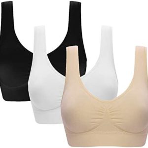 Vermilion Bird Women's 3 Pack Seamless Comfortable Sports Bra with Removable Pads