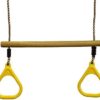 HUAWELL Wooden Trapeze with Plastic Gym Rings - Outdoor N Indoor Playground 2 in 1 Swing Set Accessories for Kids (Yellow) - Image 2
