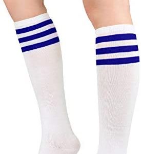 Zando Women's Knee High Socks Classic Knee Socks Opaque Thigh High Stockings Casual Tube Socks Striped Athletic Socks