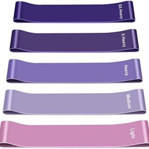 Resistance Bands, 5 Pcs Exercise Bands for Legs Glutes Arms, Skin-Friendly Resistance Fitness Exercise Loop Bands for Gym Home Yoga Pilates with Carry Bag and Instruction Guide