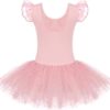 Zaclotre Kid Girls Ruffle Sleeve Ballet Skirted Leotard Shiny Dance Tutu Dresses - Image 2