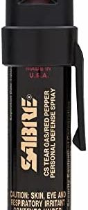 SABRE Advanced Compact Pepper Spray with Clip – 3-in-1 Formula (Pepper Spray, CS Tear Gas & UV Marking Dye), Police Strength Self Defense Spray, 10-Foot (3 m) Range, 35 Bursts – Easy Access Belt Clip