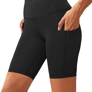 Women's High Waist Biker Short Side Pocket Workout Tummy Control Bike Shorts Yoga Running Exercise Spandex Leggings