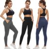 NEW YOUNG 3 Pack Leggings with Pockets for Women,High Waisted Tummy Control Workout Yoga Pants - Image 2