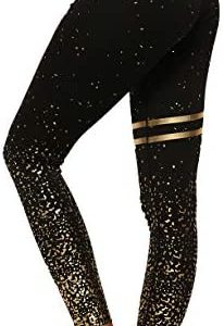 BBY Women's High Waisted Yoga Pants 7/8 Length Leggings with Black foil Stamping