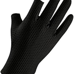 ITODA 2 Fingerless Fishing Hunting Gloves Summer Driving Gloves for Men Women Sunscreen Anti-UV Protection Mesh Cooling Breathable Cycling Riding Sports Non-Slip Grip Motorcycle Golf Outdoor Mittens