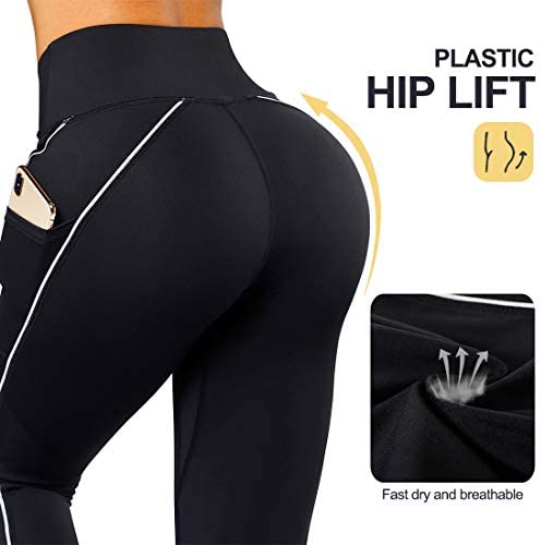 RUUHEE Women V Cross Waist Reflective High Waisted Crossover Leggings with Pockets Yoga Pants - Image 3