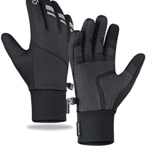 TEMEI Winter Warm Gloves Men Women, Touch Screen Waterproof Windproof Glove Non-Slip Grips for Running Hiking Driving Cycling