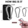 Large Carabiner Clips Heavy Duty, 3 to 5.5inch Stainless Steel Spring Snap Hooks Multitool Climbing Carabiners for Home Gym, Outdoor Traveling, Swing, Hammock, Hiking (3.1inch - 2pcs) - Image 3