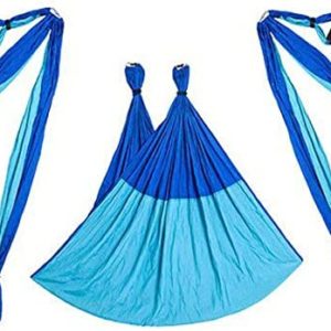 QueenLine Full Set 6 Handles Anti-Gravity Aerial Yoga Hammock Flying Swing Trapeze Yoga Inversion Exercises Device Home Gym Hanging Belt Green