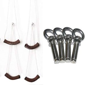 Iyengar Yoga Wall Hang Rope Sling Wall Mount Kit, Yoga Antigravity Inversion Accessorial Tool, Included White Cotton RopeX4, Brown Linen Cylinder CoverX4 ( Size : Stainless steel Expansion Bolt X4 )