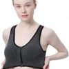 Women's Zip Front Sports Bra Wireless Post-Surgery Bra Active Yoga Sports Bras - Image 4