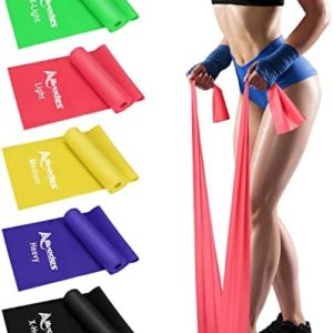 Allvodes Resistance Bands Set, 5 Pack Latex Exercise Bands with 5 Resistance Levels, Skin-Friendly Elastic Bands with Carrying Pouch for Home Workout, Strength Training, Yoga, Pilates