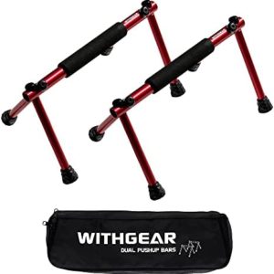 Withgear Folding Push Up Bar - Portable and Lightweight Sturdy Duralumin Metal Push Up Bars and Indoor and Outdoor Parallette Bar for Men and Women