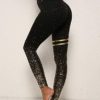 BBY Women's High Waisted Yoga Pants 7/8 Length Leggings with Black foil Stamping - Image 4