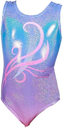 Gymnastics Leotards for Girls One-piece Sparkle Colorful Rainbow Dancing Athletic Leotards 2-11Years