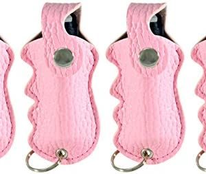 Pepper Defense PD-2P Pepper Spray Keychain w/ Pink Finger Grip Holster for Aim & Accuracy - Maximum Strength 10% OC Police Grade Formula - Emergency Non Lethal Self Defense (4)