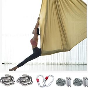 BPDVYRN Yoga Aerial Hammock Set, Premium Silks Flying Hammock Swing Aerial-Yoga Hammock, Anti-Gravity Swing Pilates Yoga Belt with Carabiner and Mountaineer Chain