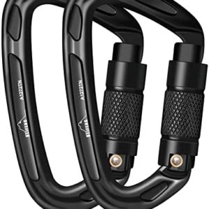 BEIFENG Auto Locking Carabiner 25KN Professional Rock Climbing Carabiner Obtained UIAA Certification Heavy Duty Carabiners Suitable for Rock Climbing, Camping, Rappelling, Rescue Black