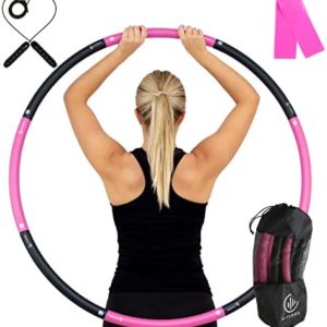 Fiteroc Weighted Fitness Hula Hoop Adult Beginner - Weighted Hula Hoop for Adults - Detachable and Portable - Exercise Holahoop with Jump Rope, Resistance Band and Carry Bag