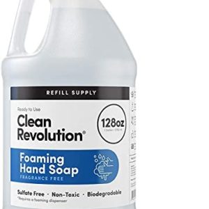 Clean Revolution Foaming Hand Soap Refill Supply Container. Ready to Use Formula. Unscented and Fragrance Free, 128 Fl. Oz | 4 Pack