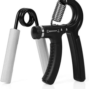 TKEPQ Grip Strength Trainer 2 Pack Hand Gripper Strengthener Exerciser Trainer Wrist Forearm Stretcher Adjustable Resistance - Silver, Black