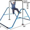 Athletic Bar Kids Jungle Gym Gymnastics 3 in 1 Deluxe Swing Set, Trapeze Rings, Monkey Bars Kip Bar Playground Expandable Junior Training Bar Foldable Climbing Tower Blue - Image 3