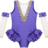 JEEYJOO Little Kids Girls Halloween Trapeze Show Costume Circus Outfit Ballet Dance Leotard with Arm Sleeves Set - Image 2